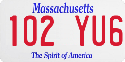 MA license plate 102YU6