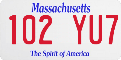 MA license plate 102YU7