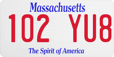 MA license plate 102YU8