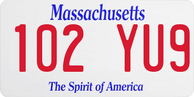 MA license plate 102YU9