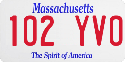 MA license plate 102YV0