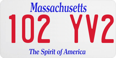 MA license plate 102YV2