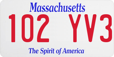 MA license plate 102YV3