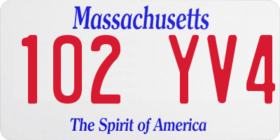 MA license plate 102YV4