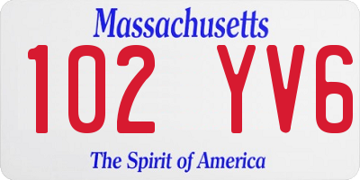 MA license plate 102YV6