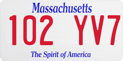 MA license plate 102YV7