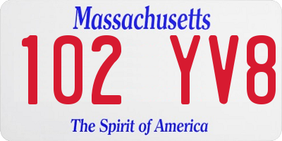 MA license plate 102YV8