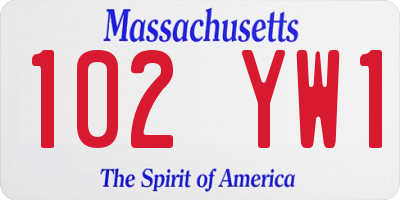 MA license plate 102YW1
