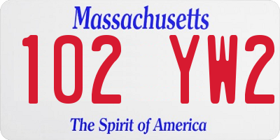 MA license plate 102YW2