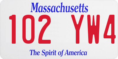 MA license plate 102YW4