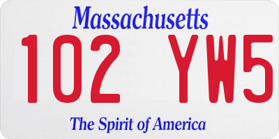 MA license plate 102YW5