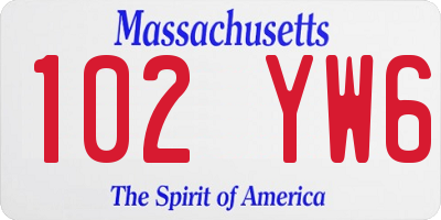 MA license plate 102YW6