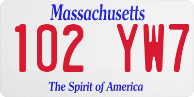 MA license plate 102YW7