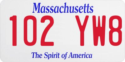 MA license plate 102YW8