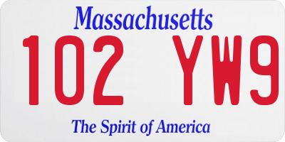 MA license plate 102YW9