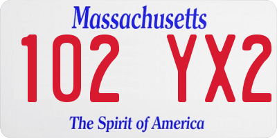 MA license plate 102YX2