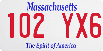 MA license plate 102YX6