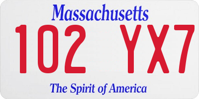 MA license plate 102YX7