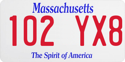 MA license plate 102YX8