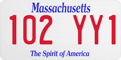 MA license plate 102YY1