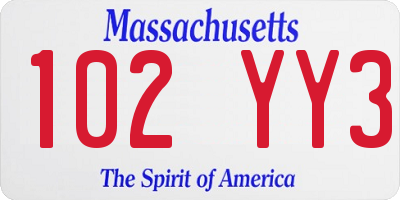 MA license plate 102YY3