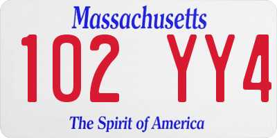 MA license plate 102YY4