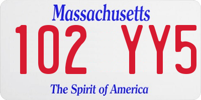 MA license plate 102YY5