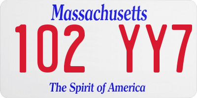 MA license plate 102YY7