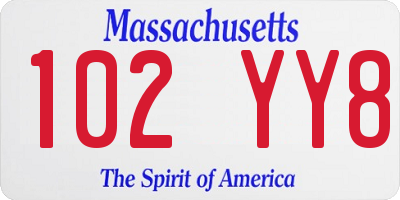 MA license plate 102YY8