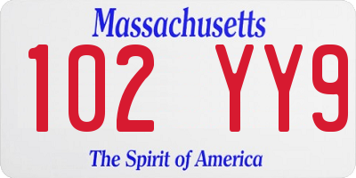 MA license plate 102YY9