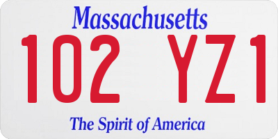 MA license plate 102YZ1