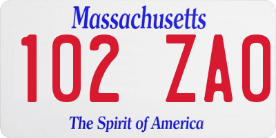 MA license plate 102ZA0