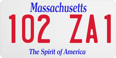 MA license plate 102ZA1