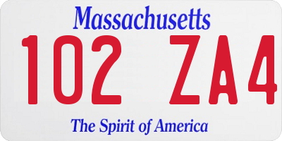 MA license plate 102ZA4