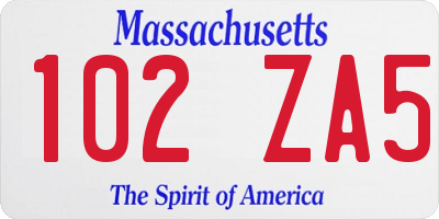 MA license plate 102ZA5