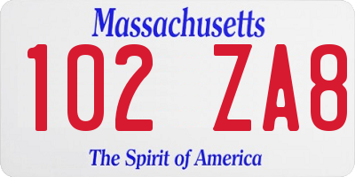 MA license plate 102ZA8