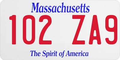 MA license plate 102ZA9
