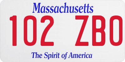 MA license plate 102ZB0