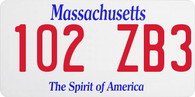MA license plate 102ZB3