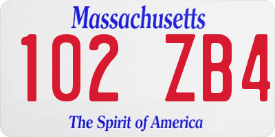 MA license plate 102ZB4