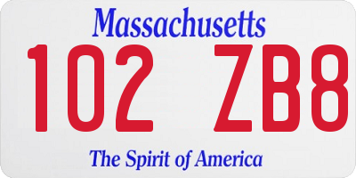 MA license plate 102ZB8