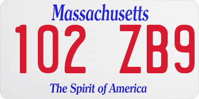 MA license plate 102ZB9