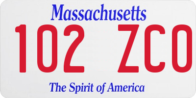 MA license plate 102ZC0