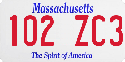 MA license plate 102ZC3