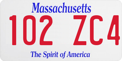 MA license plate 102ZC4