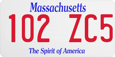 MA license plate 102ZC5