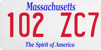 MA license plate 102ZC7