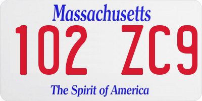 MA license plate 102ZC9