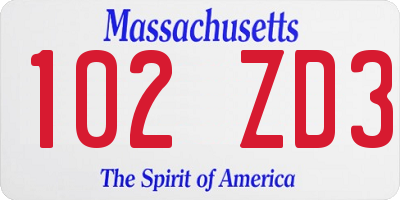 MA license plate 102ZD3