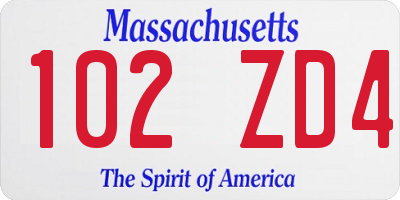 MA license plate 102ZD4